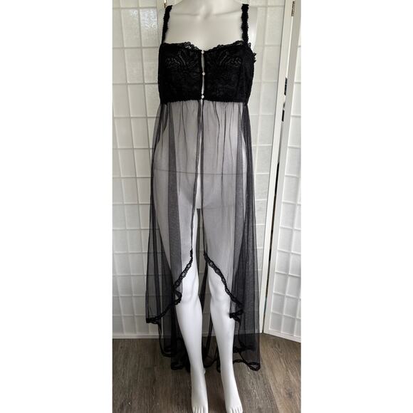 Savage X Fenty  Sexy Corded Lace and Tulle Maxi Lingerie Gown Black Size XL - Picture 1 of 7